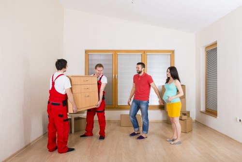 Office relocation planning in Upminster with moving team and office furniture
