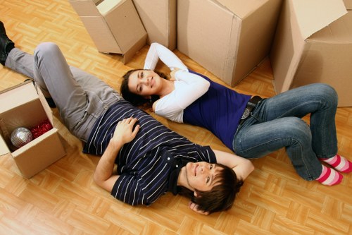 Packed boxes and furniture ready for man and van removals