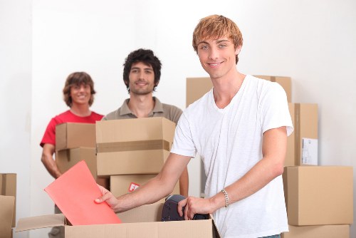 Boxes and furniture prepared for removals in Upminster